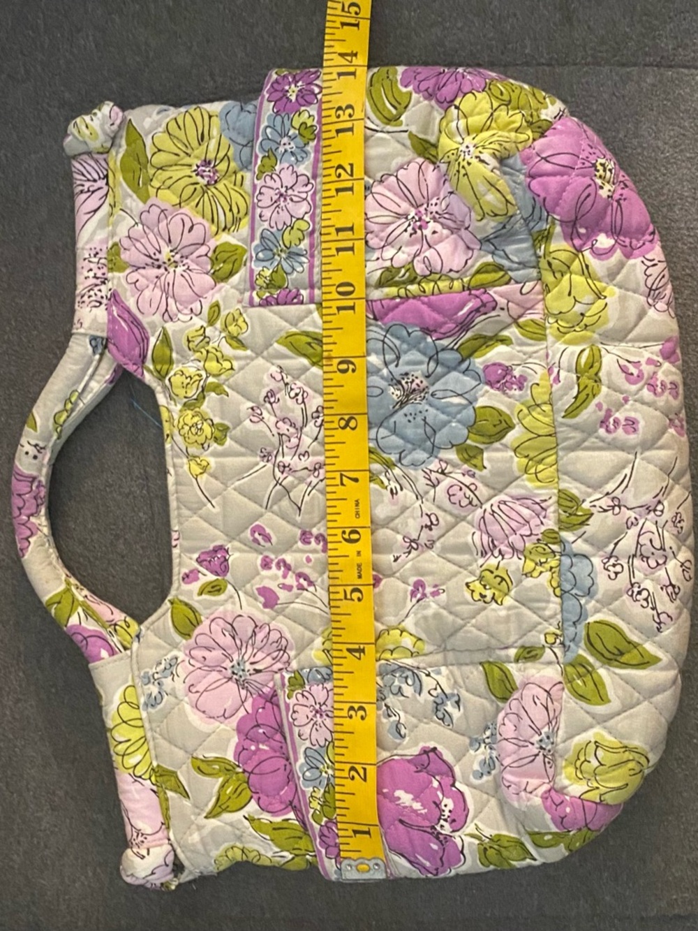 Vera Bradley Top Handle Floral Quilted Bag Blue/Grey/Pink - Picture 4 of 9